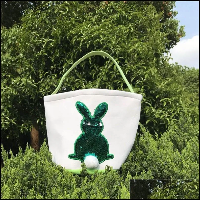 mermaid sequins easter basket canvas rabbit bags bunny storage bag diy cute easter gift handbag rabbit ears put easter eggs baskets