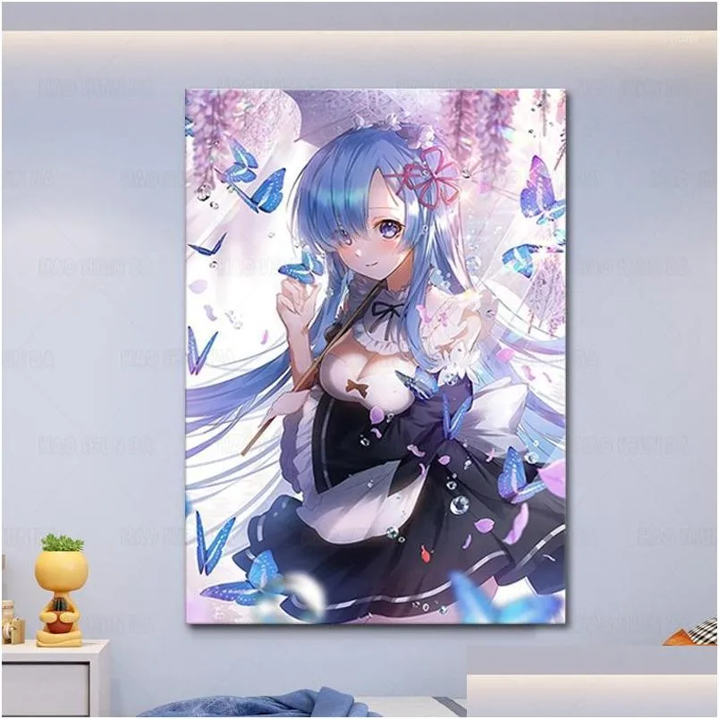paintings re zero rem japan classic one piece wall art canvas painting nordic poster anime print hd pictures living girls room decor