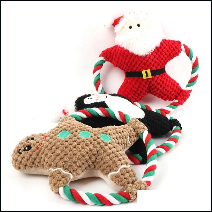 dog molar bite toys santa gingerbread man dog doll puppy plush vocal toys dog christmas gifts