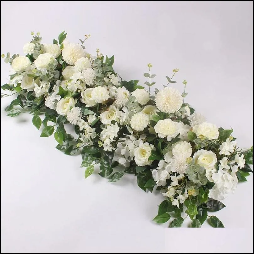 100cm wedding flowers row artificial silk rose peony flower row wall backdrop arrangement arch diy decoration