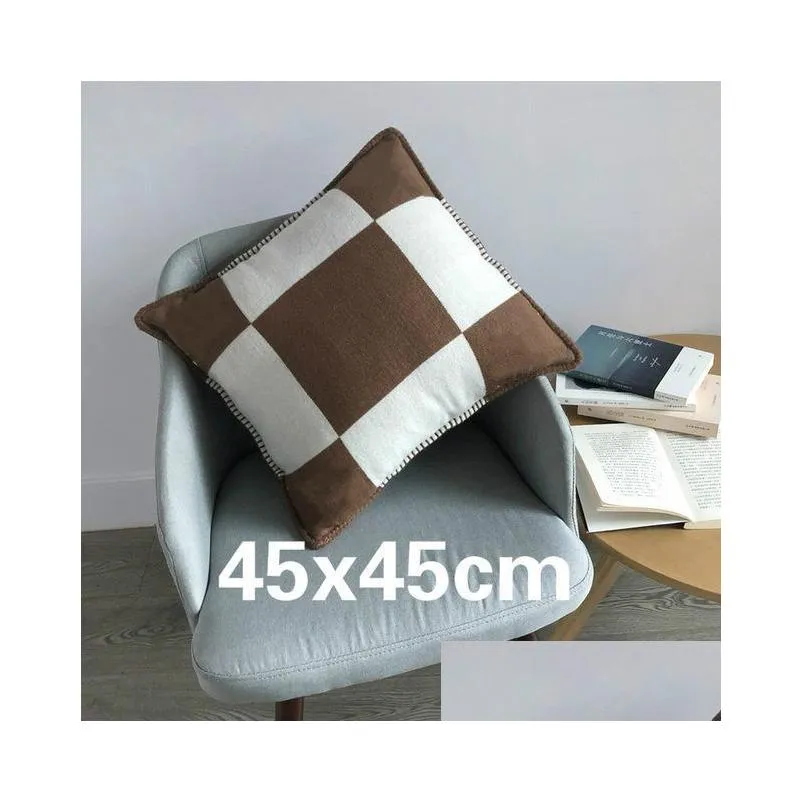 cushion/decorative pillow luxury letter h cashmere design outside covers decorative soft wool throw cases home decor pillows for living