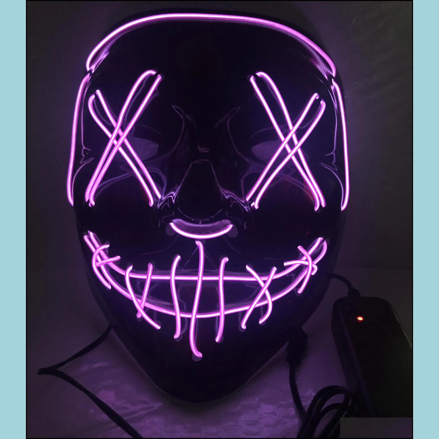 cosmask halloween mixed color led mask party masque masquerade masks neon maske light glow in the dark horror glowing facecover
