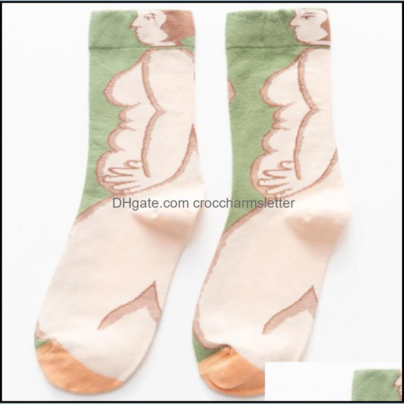 new women long sock cartoon print creative fashion personalized novelty men women socks winter warm comfortable cotton socks