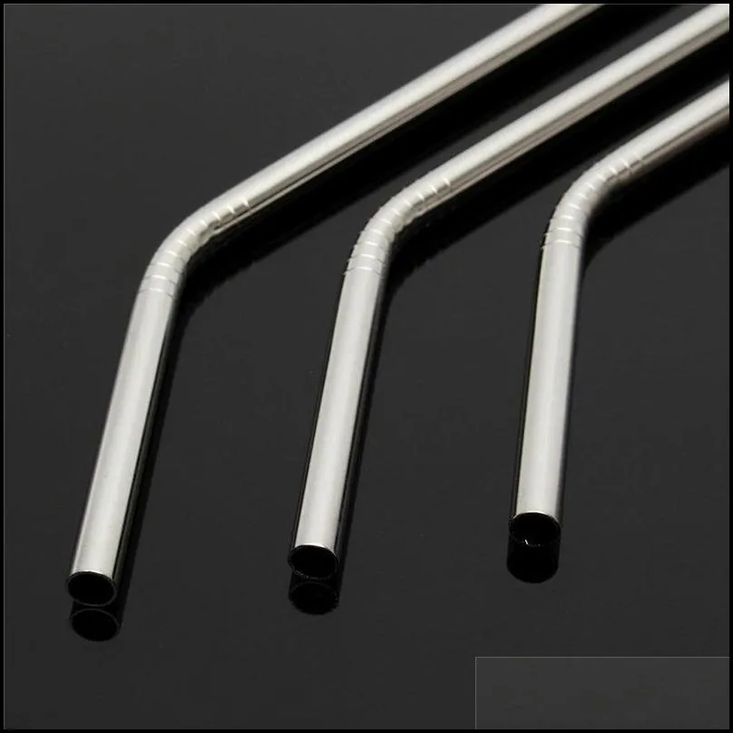 more size wholesale stainless steel straw and cleaning brush reusable drinking straw straight and bend drinking tool
