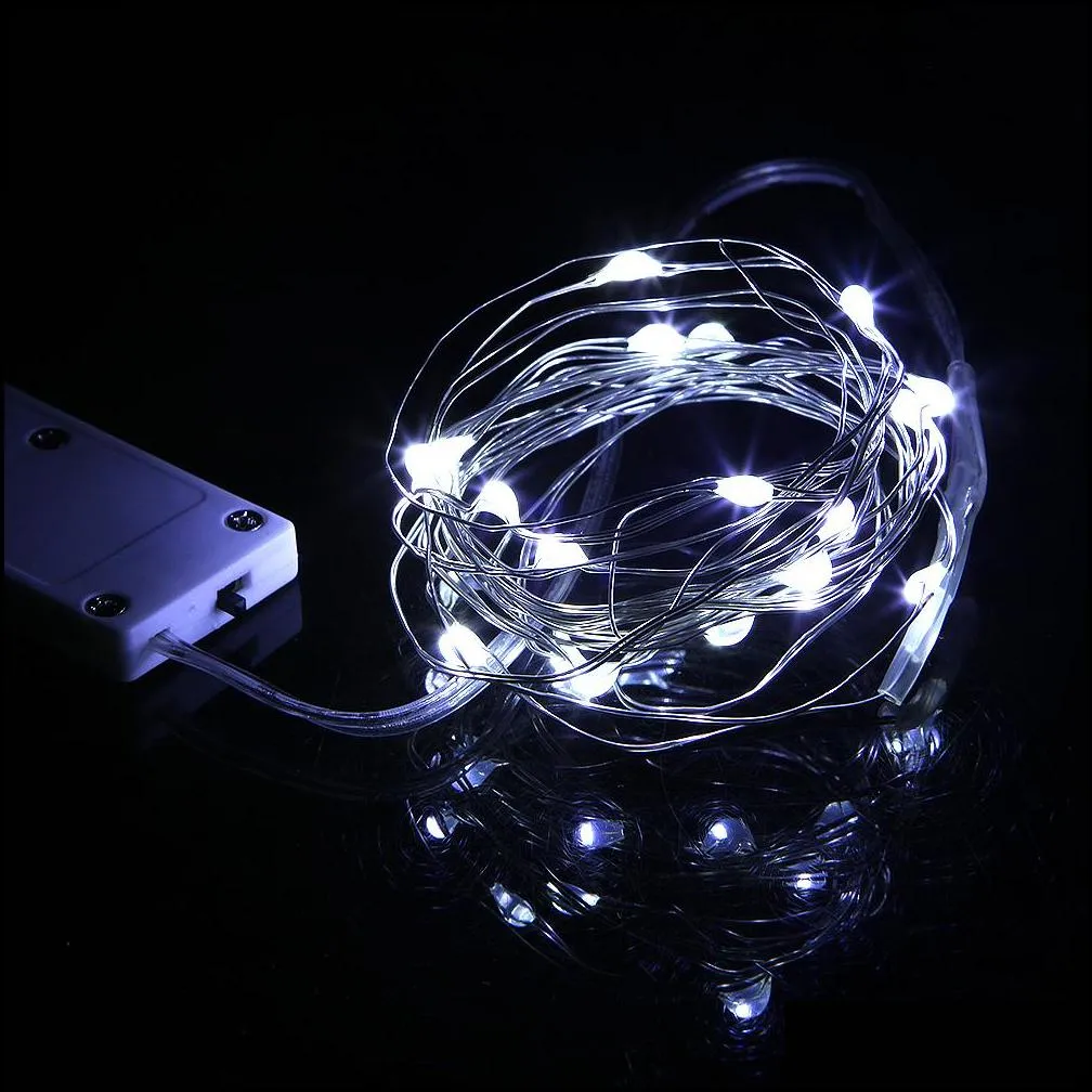 led string lights 2m  5m copper wire fairy light christmas wedding party decoration powered by battery usb led strip lamp