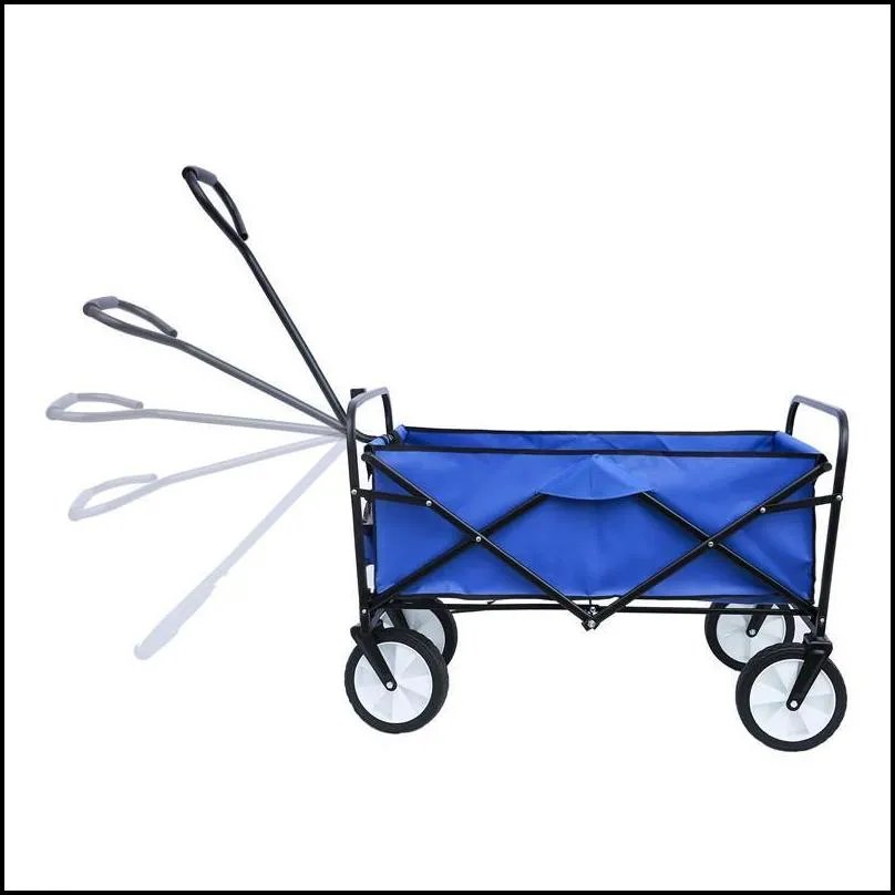 blue folding wagon garden shopping beach cart collapsible toy sports cart red portable travel storage cart