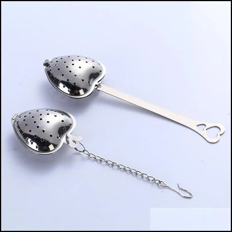 heart shaped tea infuser mesh ball stainless steel loose tea herbal spice locking filter strainer diffuser