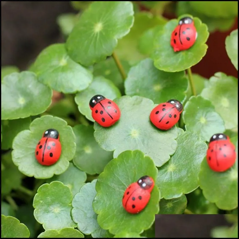 artificial mini ladybugs insects beatle fairy garden miniatures gnome moss terrarium decor resin crafts bonsai home decor