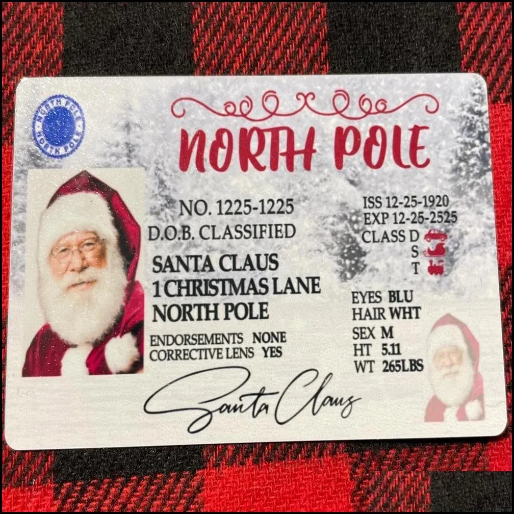 party favor creative santa claus flight license christmas eve driving licence gifts for children kids home decoration