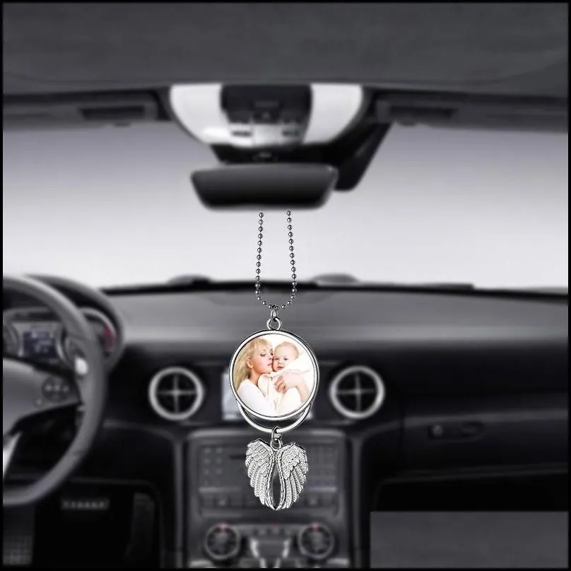 sublimation blanks car ornament decorations angel wings shape blank hot transfer printing consumables supplies christmas party gift