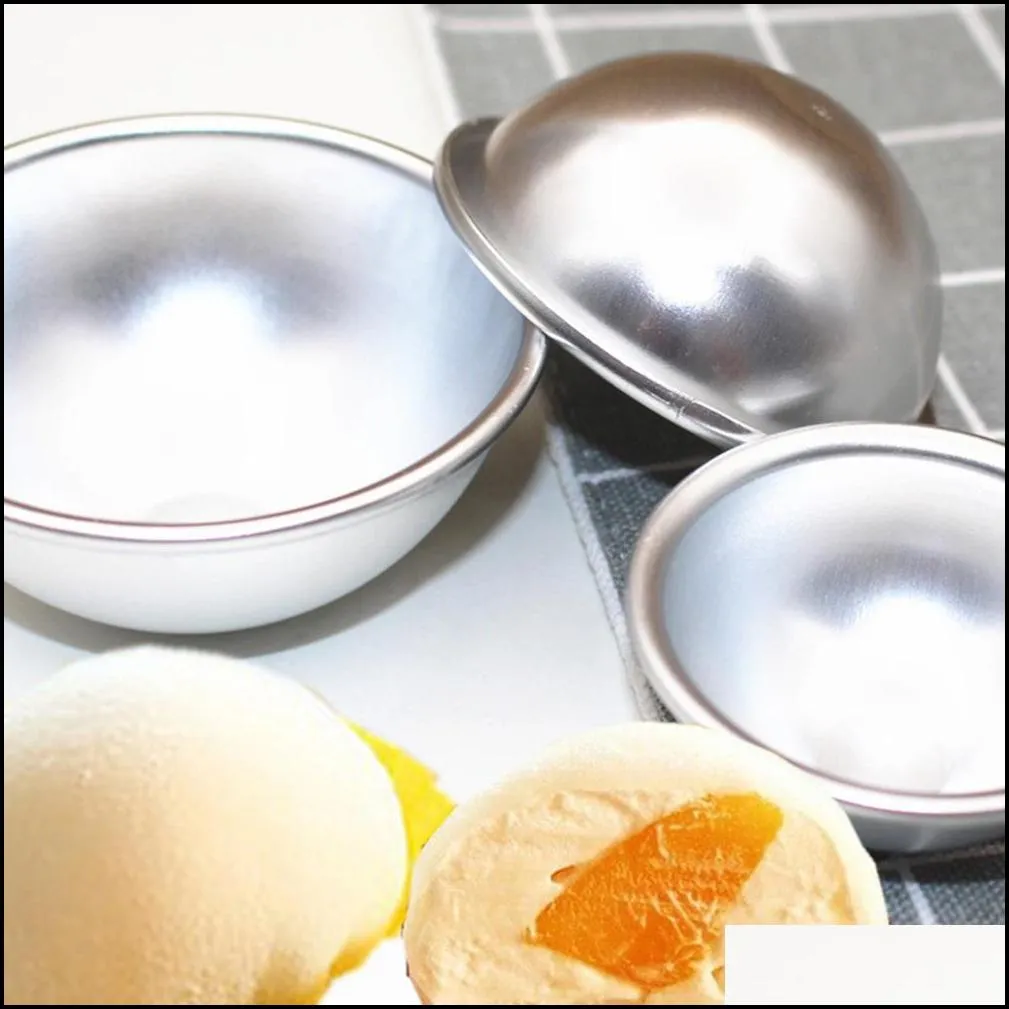 round aluminium alloy bath bomb molds diy cake tart pudding candle tool salt ball homemade crafting gifts semicircle sphere mold