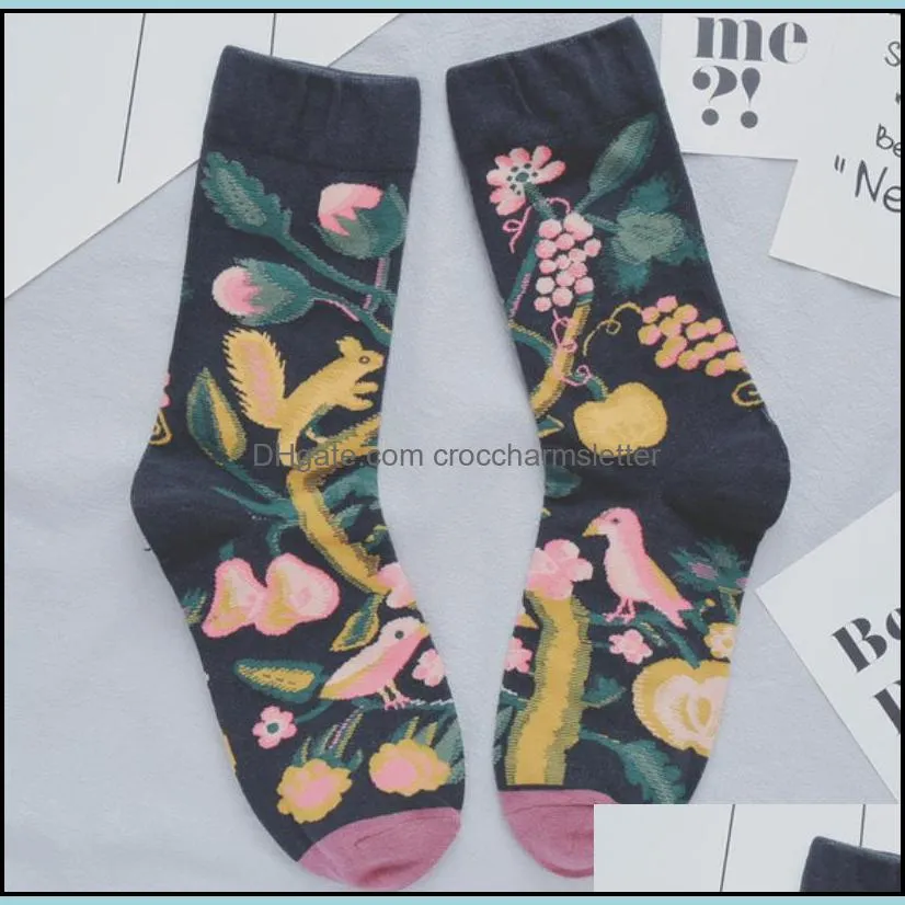 new women long sock cartoon print creative fashion personalized novelty men women socks winter warm comfortable cotton socks