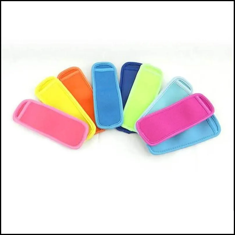 neoprene popsicle holders  ice sleeves zer  holders 18x6cm for kids summer kitchen tools 10 color