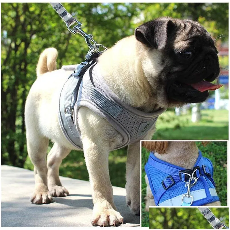 dog collars leashes harnesses with reflective outdoor adjustable pet leash for medium dogs breathable accessories designer puppy vest