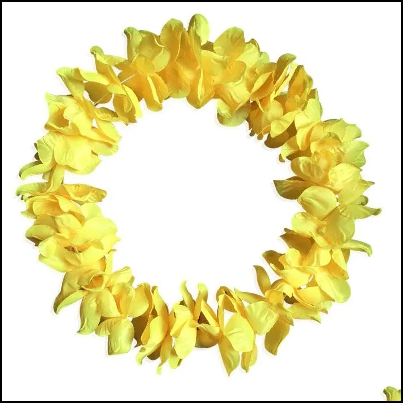 hawaiian flower garland necklace hula leis festive party garland artificial silk flower necklace wreaths wedding beach party garland