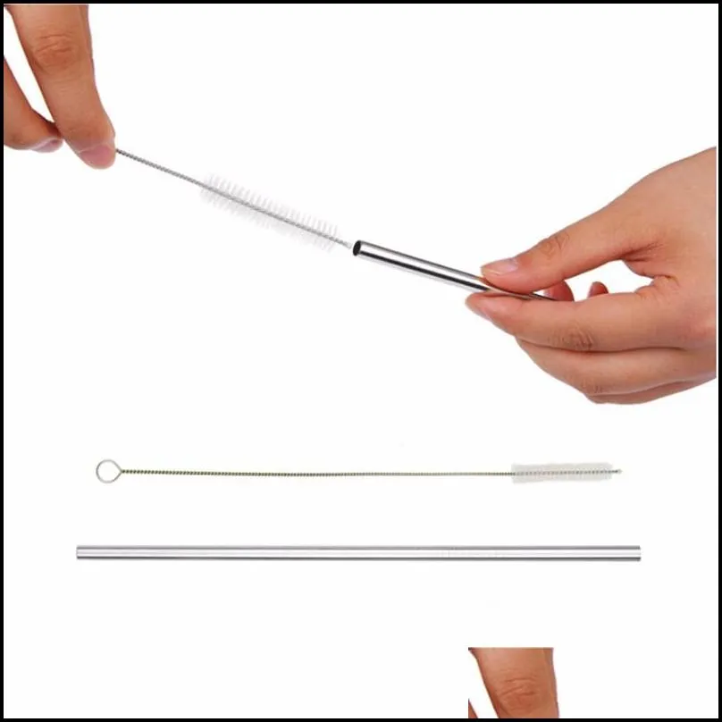 more size wholesale stainless steel straw and cleaning brush reusable drinking straw straight and bend drinking tool