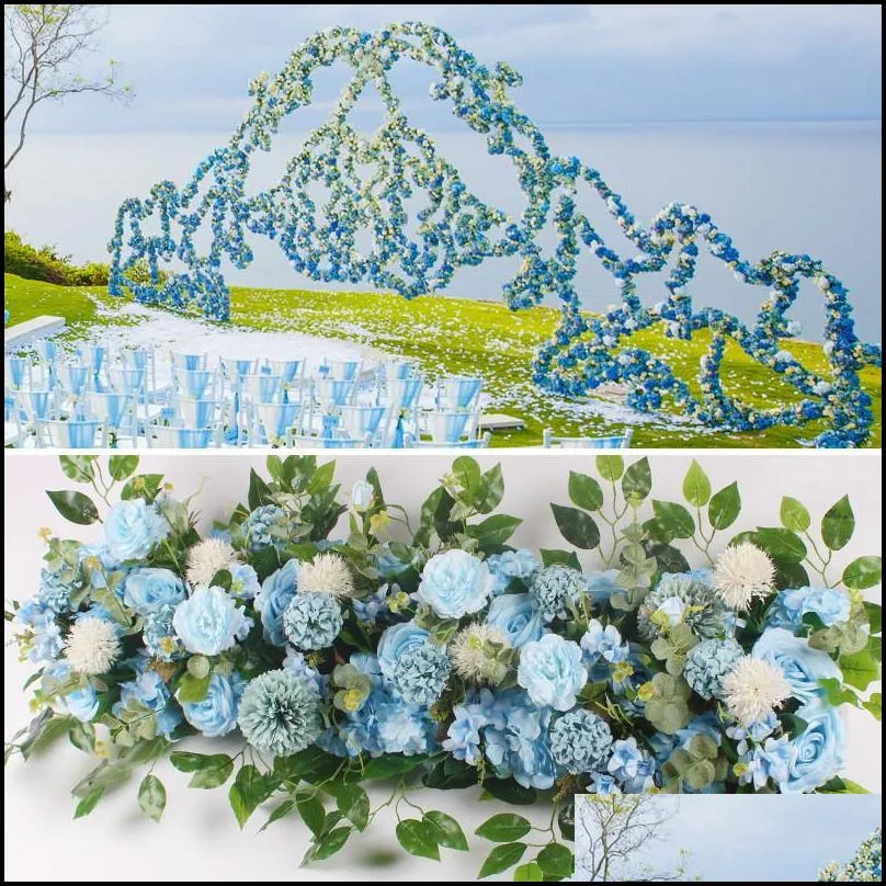 100cm wedding flowers row artificial silk rose peony flower row wall backdrop arrangement arch diy decoration