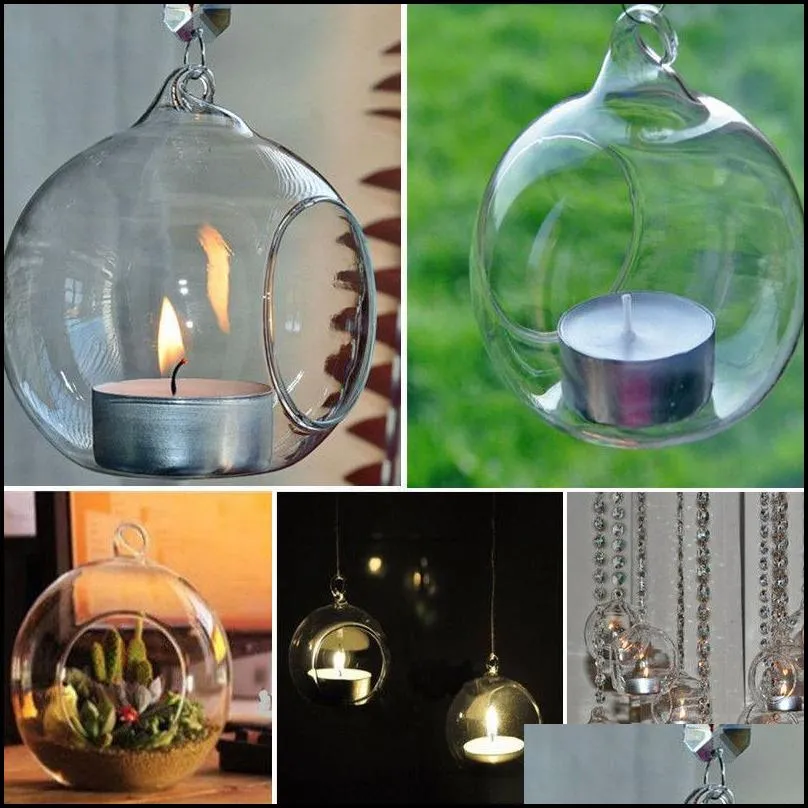 80mm romantic hanging tealight holder glass globes terrarium wedding candle holder candlestick vase home hotel bar decoration