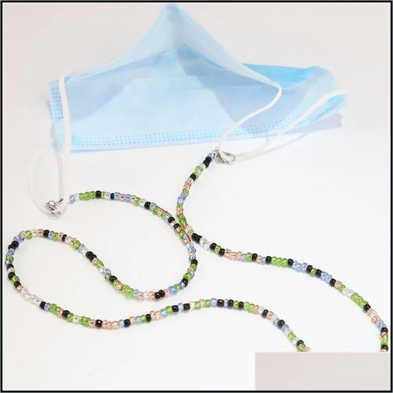 face masks extension colorful bead masks safety lanyard rest ear holder rope hang on neck string with clips