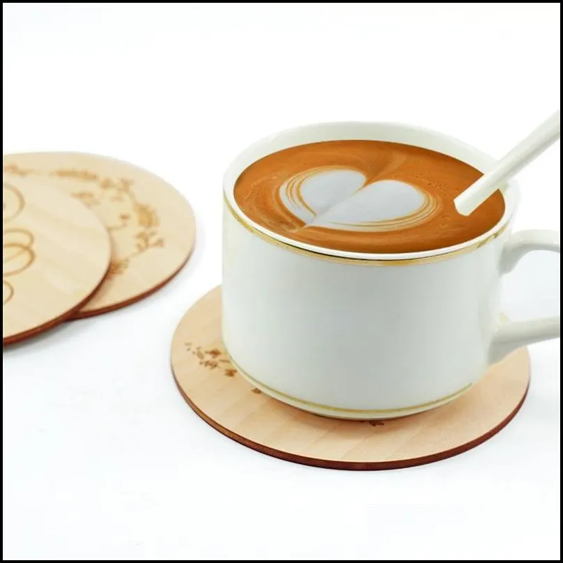 10cm diy laser engraving logo wooden coasters round cafe bar shop home tabletop coaster decoration