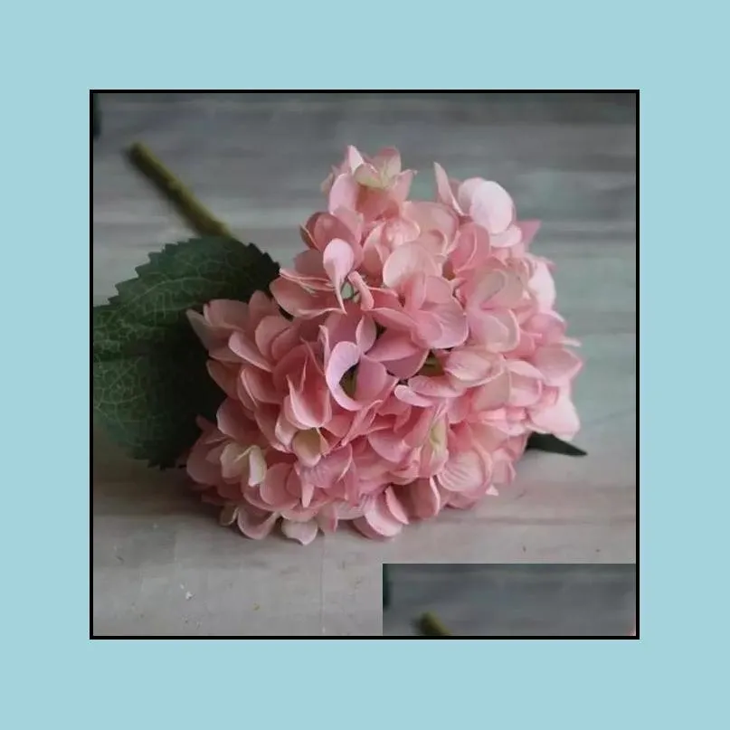 artificial hydrangea flower head fake silk single real touch hydrangeas 8 colors for wedding centerpieces home party decorative flowers