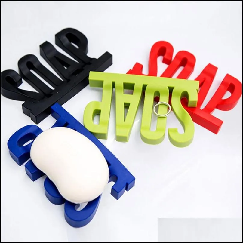 letter shape soap dish holder hollow design non residue with water soap shelf sponge debris storage