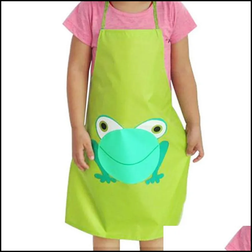 cartoon frog pattern kids children waterproof painting eating apron girl boy lovely painting cooking apron 5 color available