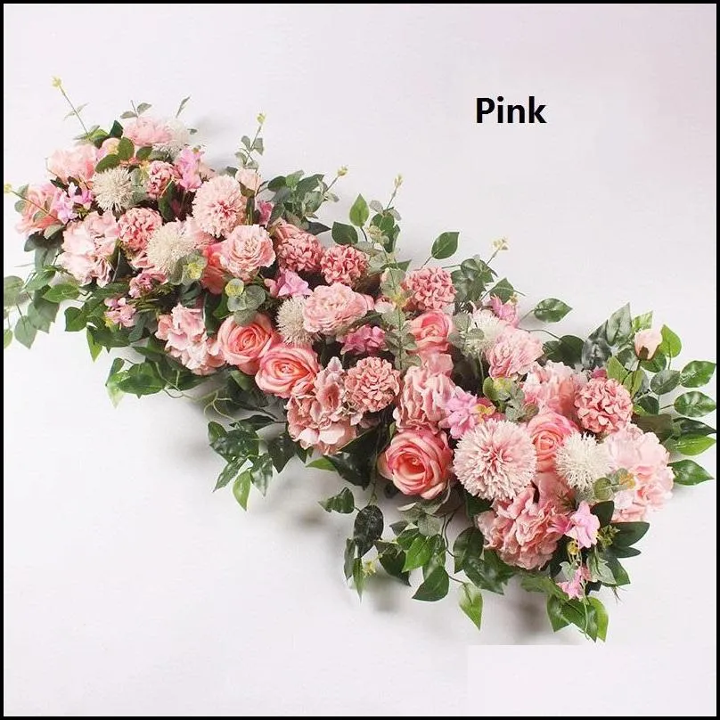 50cm diy artificial arch flowers row acanthosphere rose eucalyptus wedding decor rose peony hydrangea plant ornament