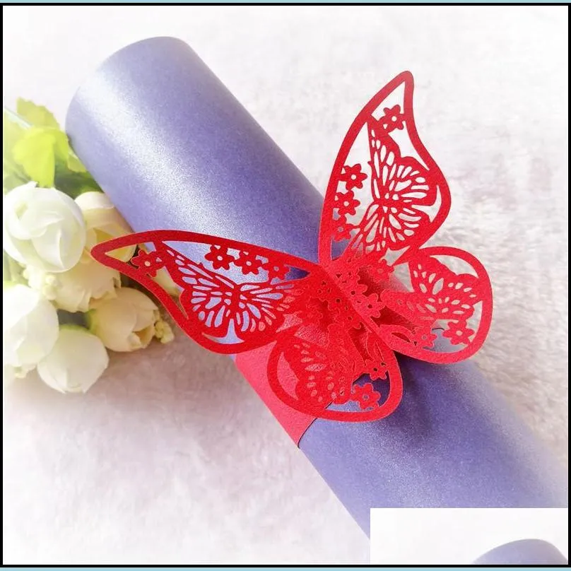 butterfly hollow napkin rings 3d paper napkin buckle for wedding baby shower party restaurant table decor