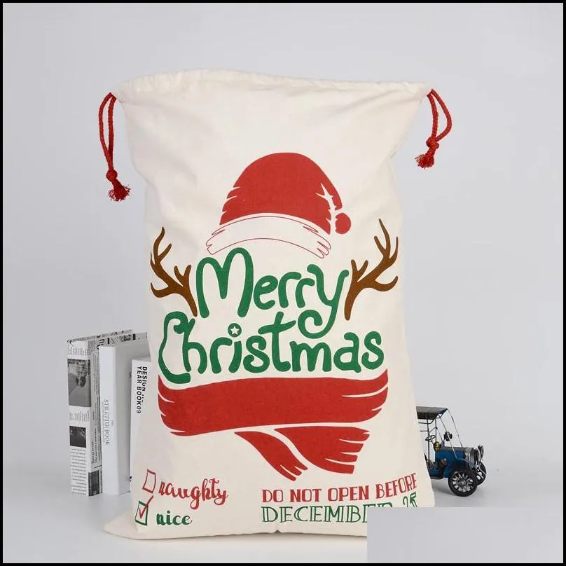 drawstring christmas gift bags new heavy santa canvas santa claus sack bags for kids xmas gift bags