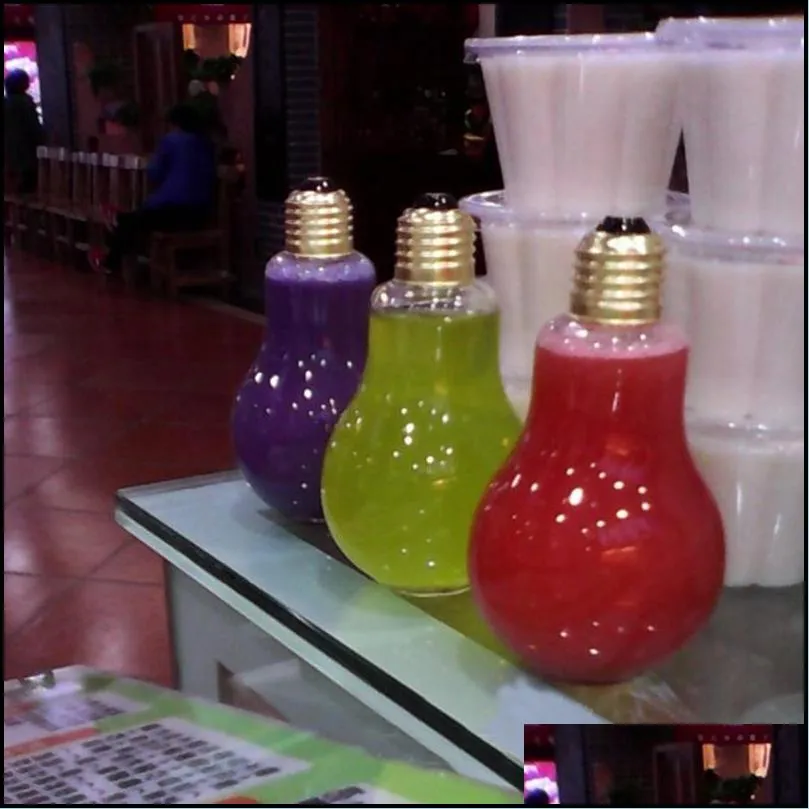 milk tea glass or plastic light bulb water bottle 100ml 500ml drink fruit juice tea leak proof containers lamp bulb bottle