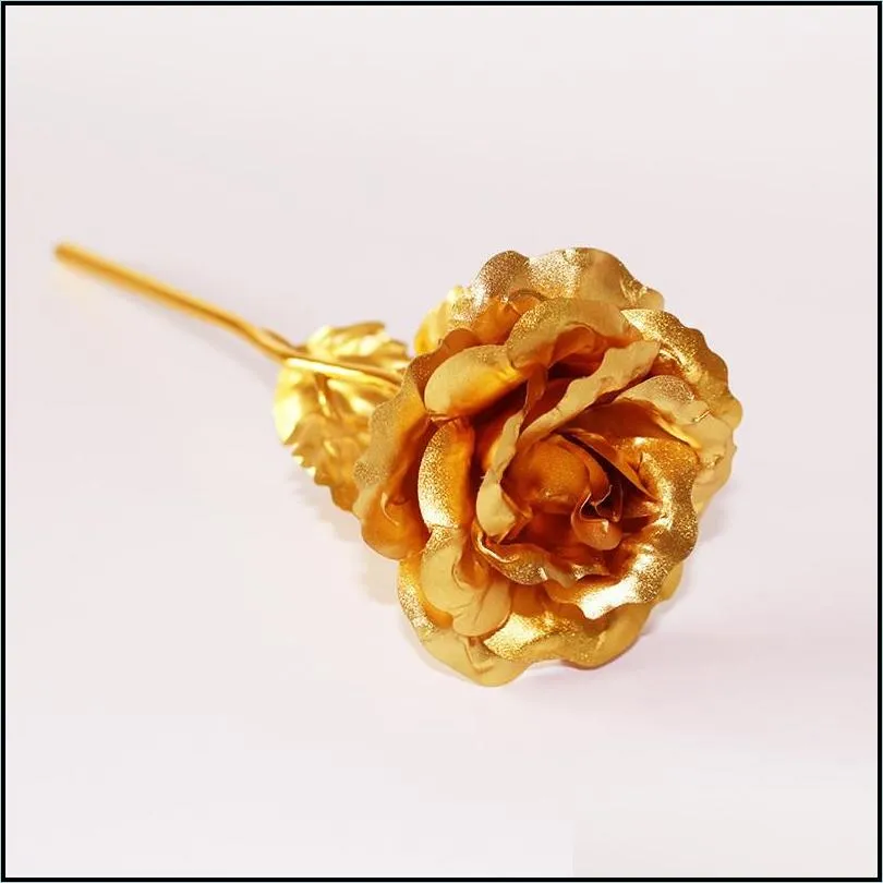 gold foil rose flower artificial rose flower golden rose handmade dipped long stem lovers wedding gift valentine romantic flowers for