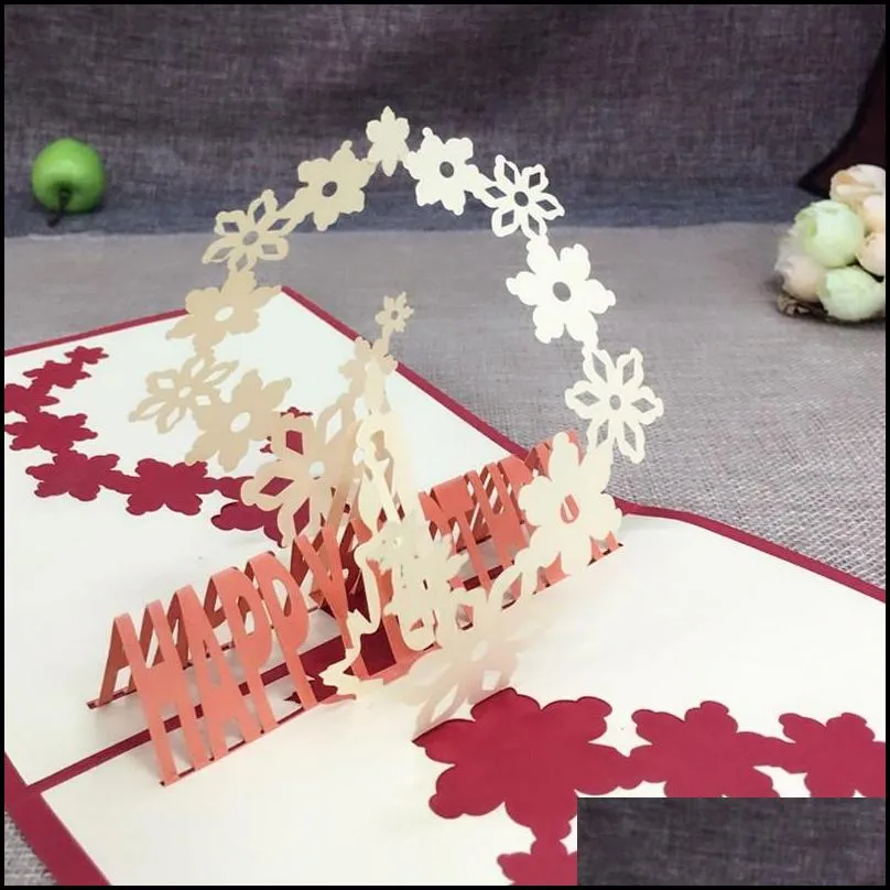 3d  up greeting cards with envelope laser cut post card for birthday christmas valentine day party wedding decoration