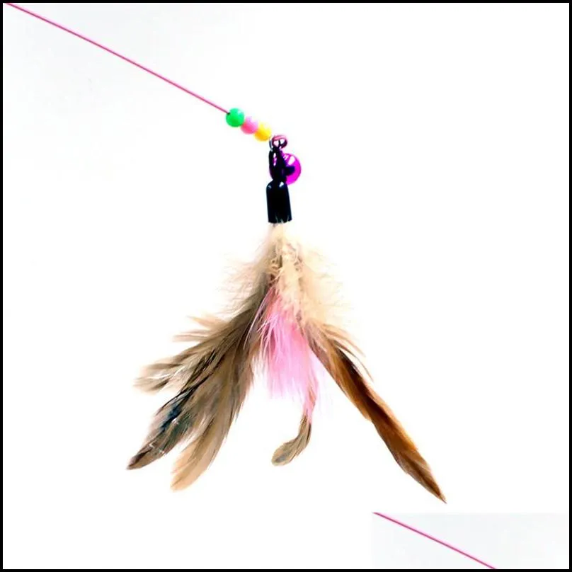 wire funny cat toy with feather bells funny cat stick pet supplies funny cat pet teaser feather thread toy