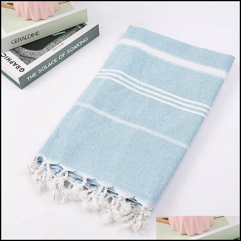 striped cotton turkish sports bath towel travel gym camping bath sauna beach towel with tassels absorbent easy care towels