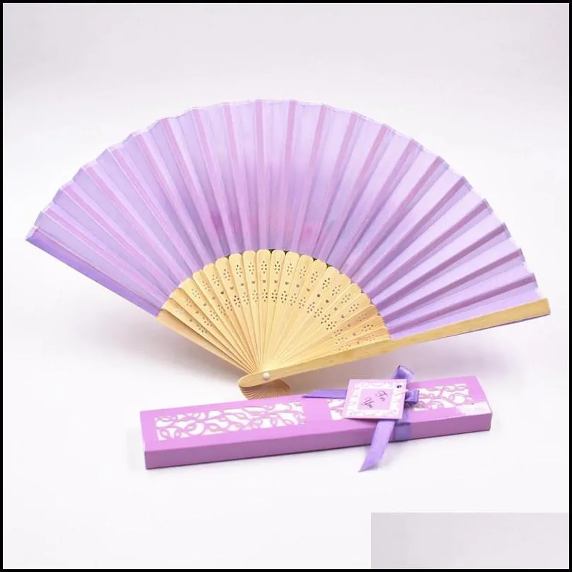 silk fold hand fan wedding favors and gifts for guest silk fan cloth wedding decoration hand folding fans with gift box