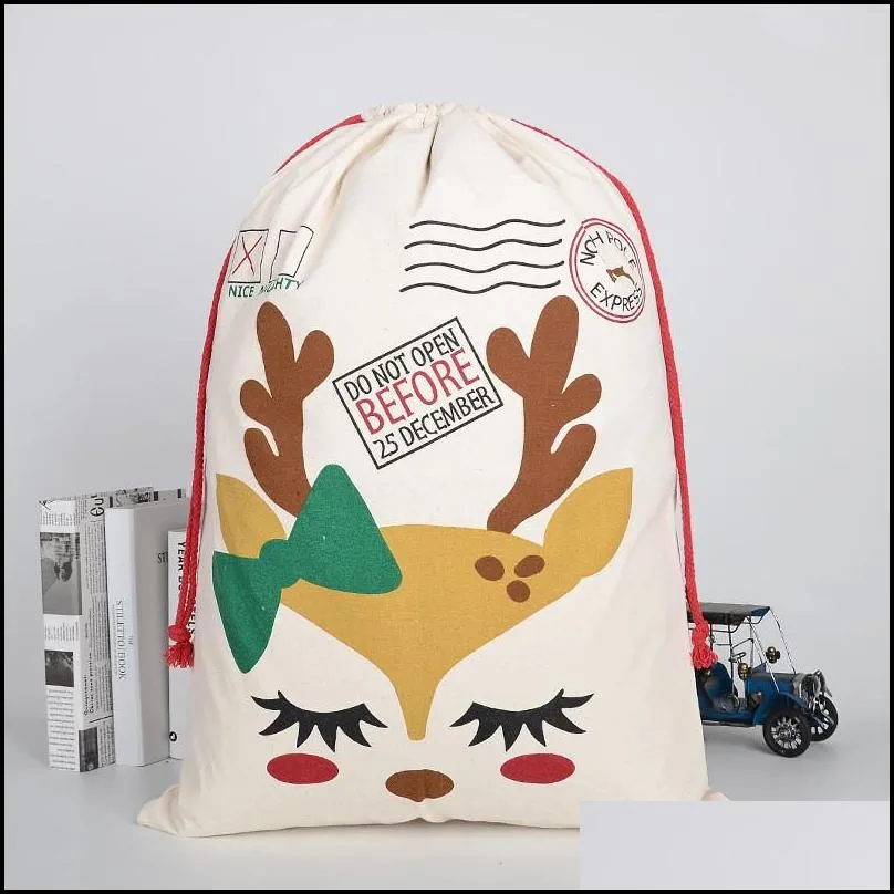 drawstring christmas gift bags new heavy santa canvas santa claus sack bags for kids xmas gift bags