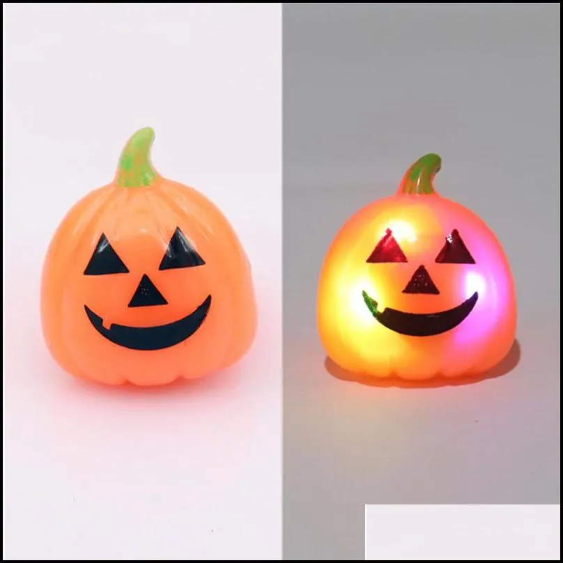 halloween led finger ring party blinking pumpkin bat skull luminous ring toys flash fingernail lights