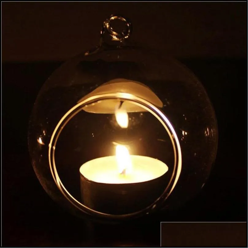 clear glass hanging candle holder 6/8/10/12 cm plants tea light candlestick wedding christmas party home decoration