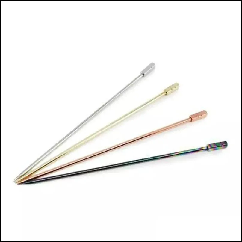 stainless steel martini cocktail pick fruit sticks titanium gold rose gold colors bar tools drink stirring sticks martini picks