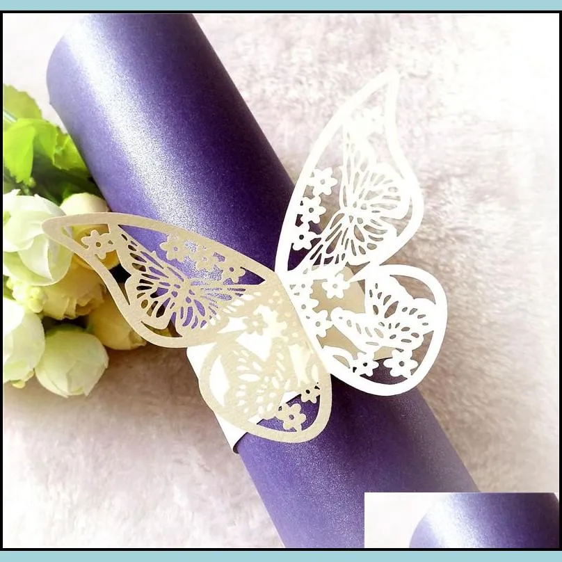 butterfly hollow napkin rings 3d paper napkin buckle for wedding baby shower party restaurant table decor