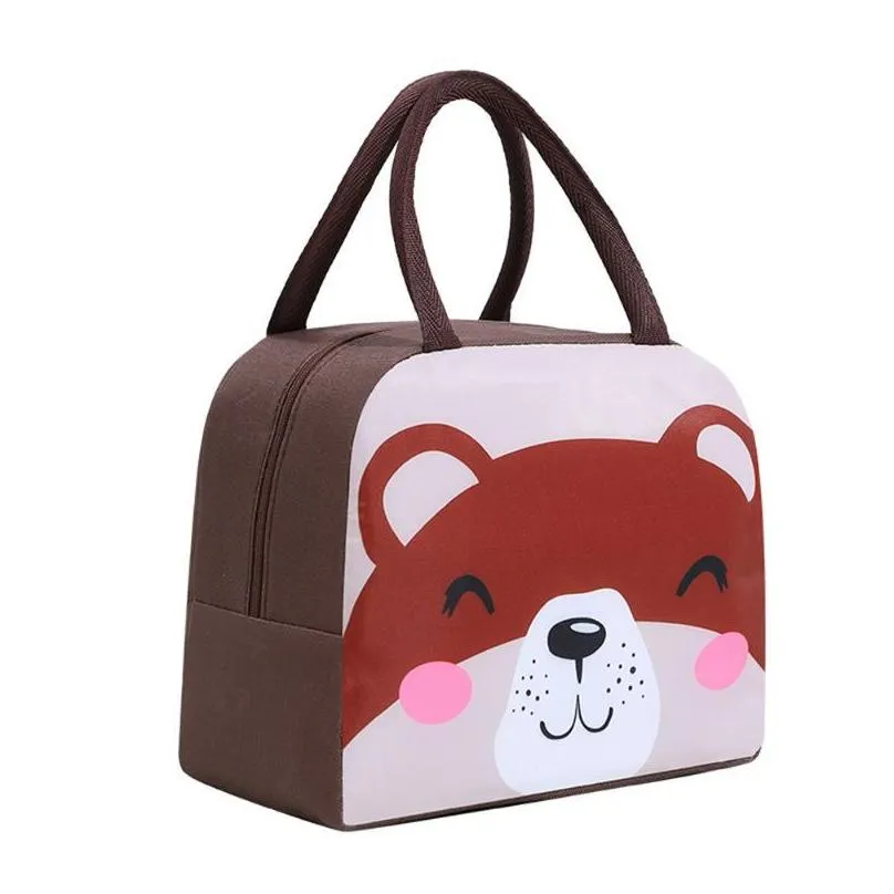 storage bags portable cartoon animal lunch bag tote thermal food student kids oxford aluminum foil box picnic insulated cooler
