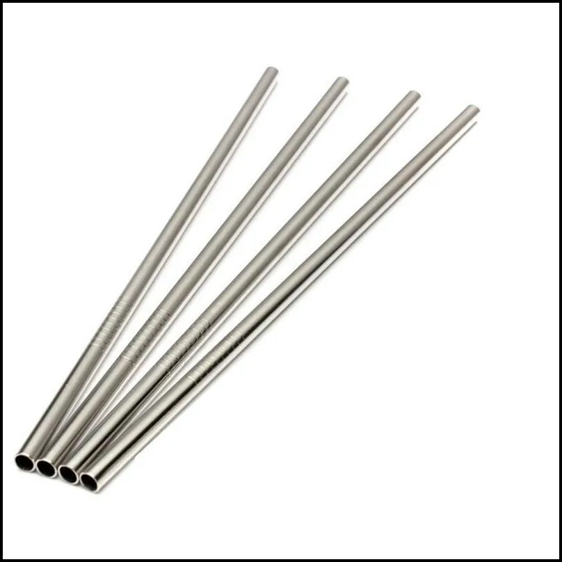 durable stainless steel straight straw reusable drinking straw easy to clean straws metal 6mm bubble tea straws