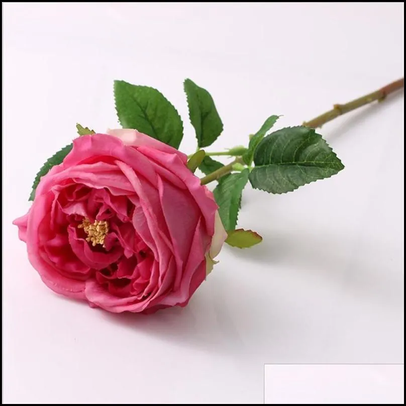 single stem austin rose flowers crimping moisturizing rose wedding party valentine day home living room decorations