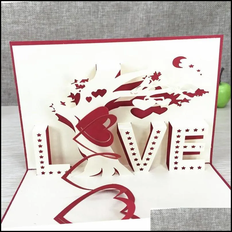 3d  up greeting cards with envelope laser cut post card for birthday christmas valentine day party wedding decoration