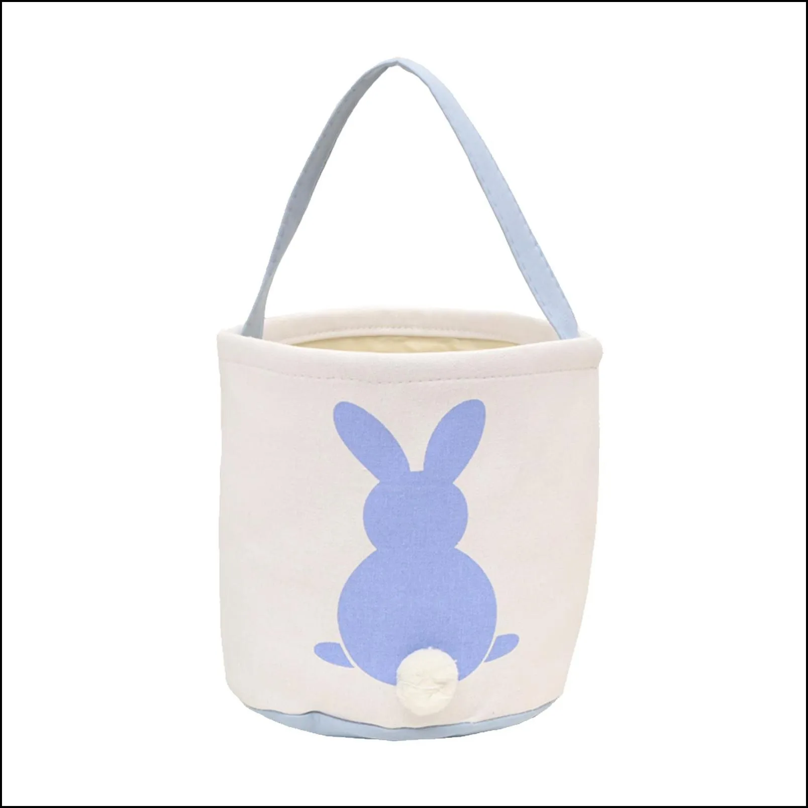 party favor easter bunny basket bags for kids canvas cotton carrying gift and eggs hunt bag fluffy tails printed rabbit canvas toys bucket