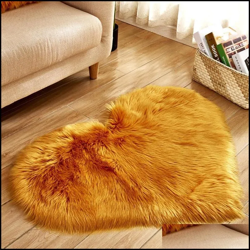 plush heart shaped mat 40x50cm 50x60cm living room office imitation wool carpet bedroom soft home non slip rugs