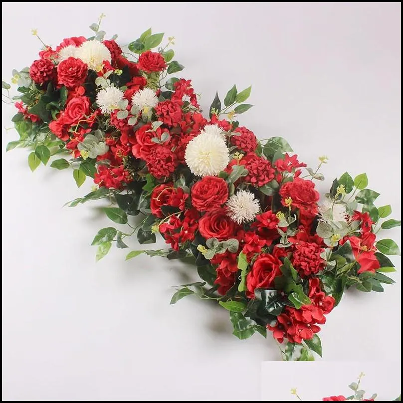 50cm diy artificial arch flowers row acanthosphere rose eucalyptus wedding decor rose peony hydrangea plant ornament