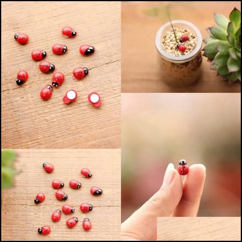 artificial mini ladybugs insects beatle fairy garden miniatures gnome moss terrarium decor resin crafts bonsai home decor