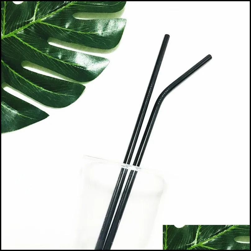 8.5inch 10.5inch reusable stainless steel 304 bent straight drinking straws for for 900ml cup gold rose gold black rainbow color